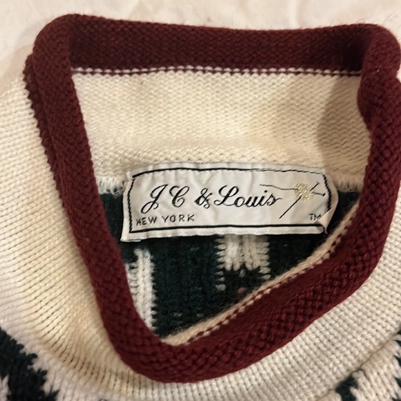 Gorgeous Vintage JC & Lewis New York Aztec & Rose Knit Mock Turtleneck Sweater - Picture 2 of 6